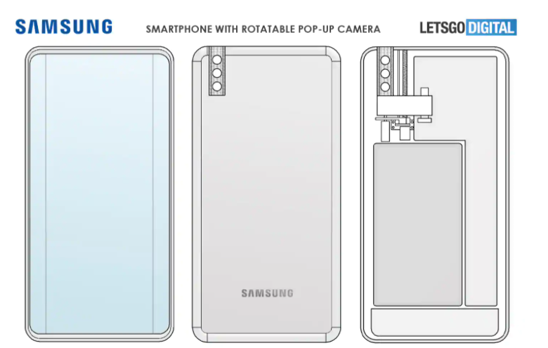 三星专利：弹出式旋转摄像头设计