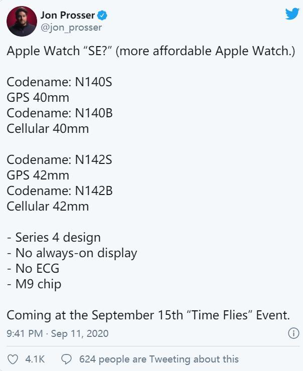 苹果新Apple  Watch“ SE”和“ Pro”型号无ECG,无始终显示