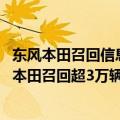 东风本田召回信息（今日最新更新 转向助力或会失效！东风本田召回超3万辆汽车）