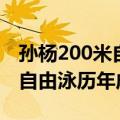 孙杨200米自由泳历史最好成绩（孙杨200米自由泳历年成绩）