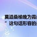 莫道桑榆晚为霞尚满天比喻什么（“莫道桑榆晚为霞尚满天”这句话形容的是一种怎样的意境）