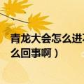 青龙大会怎么进不去（青龙大会没每日和换门票的任务了怎么回事啊）