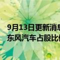 9月13日更新消息 岚图汽车首轮外部股权融资落定，增资后东风汽车占股比例不低于77%