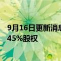 9月16日更新消息 京东健康：刘强东将转让持有的宿迁天宁45%股权