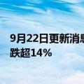 9月22日更新消息 港股新能源汽车板块持续走低，小鹏汽车跌超14%