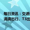 每日资讯：交通运输新业态协同监管部际联席会议办公室对滴滴出行、T3出行等15家公司进行提醒式约谈