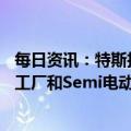 每日资讯：特斯拉将投资36亿美元在美国内华达州新建电池工厂和Semi电动卡车工厂