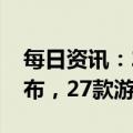 每日资讯：2023年进口网络游戏审批信息公布，27款游戏获批