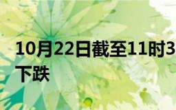 10月22日截至11时30分，亚太主要股指全线下跌