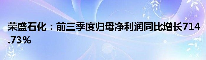 荣盛石化：前三季度归母净利润同比增长714.73%