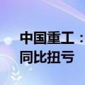 中国重工：前三季度归母净利润9.34亿元，同比扭亏